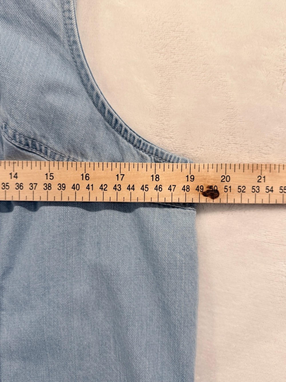 Time and Tru Chambray Denim Dress Size Large Sleeveless Blue Shift Dress - Picture 4 of 6